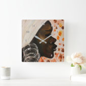 Afrikaanse schoonheid - Waterverf schilderkunst Vierkante Klok (Huis)