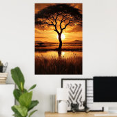 Afrikaanse Silhouet Poster (Thuiskantoor)