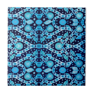 Afrikaanse Stam Batik Blauw Tegeltje
