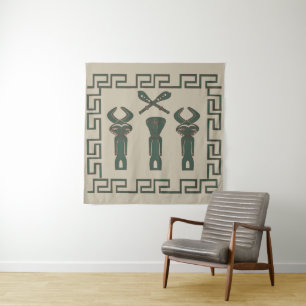 Afrikaanse stam silhouet abstract gezichtskunst wandkleed
