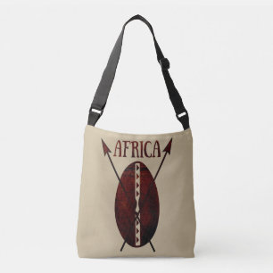 Afrikaanse stam vintage schild en speer kunst crossbody tas