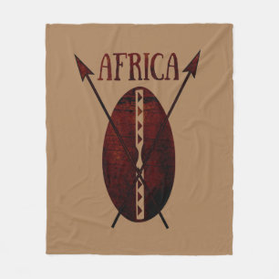 Afrikaanse stam vintage schild en speer kunst fleece deken