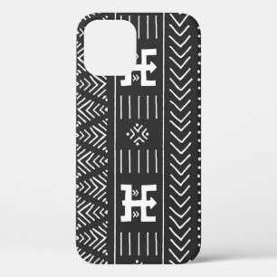 Afrikaanse stamkunst: geometrische zwart-wit iPhone 12 hoesje
