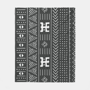 Afrikaanse stamkunst: geometrische zwart-wit fleece deken
