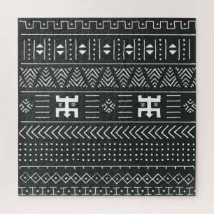 Afrikaanse stamkunst: geometrische zwart-wit legpuzzel