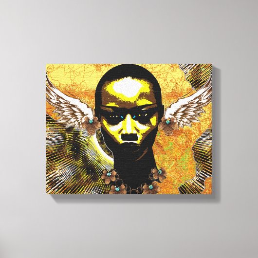 Afrikaanse stammenvrouw met engel-gespleten oren canvas afdruk (Voorkant)