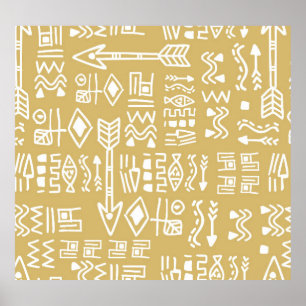 Afrikaanse stamstrepen: Boheems Egyptisch naadloos Poster