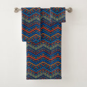 Afrikaanse stijl blauw en sinaasappel patroonmoder bad handdoek (Insitu)
