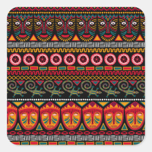 Afrikaanse stijl: decoratief patroongenot. vierkante sticker