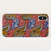 Afrikaanse stof iPhone case red floral (Achterkant (horizontaal))