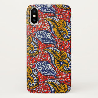 Afrikaanse stof iPhone hoesje rood bloemmotief