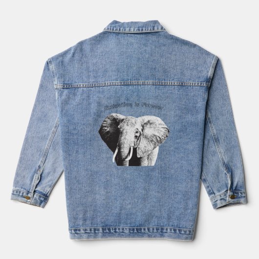 Afrikaanse Struik Elephant Tekening Denim Jacket (Achterkant)