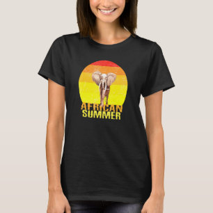 Afrikaanse Summer Retro Style Elephant Sundown Sum T-shirt