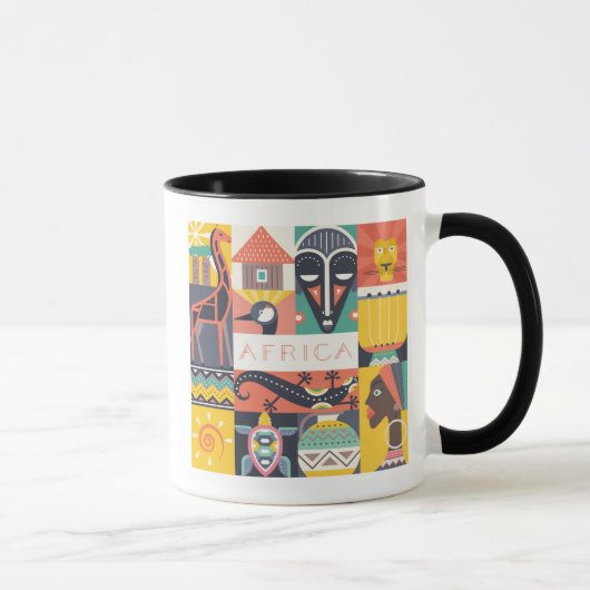 Afrikaanse Symbolische Kunstcollage Mok (Rechts)