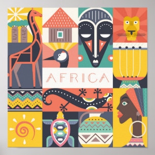 Afrikaanse Symbolische Kunstcollage Poster