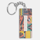Afrikaanse Symbolische Kunstcollage Sleutelhanger (Voorkant Links)