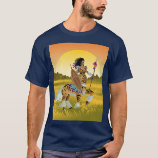 afrikaanse tijger vrouw centaur huntress t-shirt