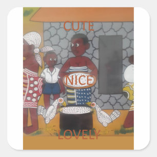 Afrikaanse traditionele Homestead Lifestyle Vierkante Sticker