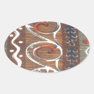 Afrikaanse traditionele Ornament motief kleuren. Ovale Sticker