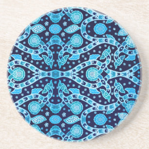 Afrikaanse tribaal Batik Blue Zandsteen Onderzetter