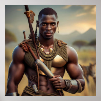 Afrikaanse Tribal Warrior Wall Art Poster