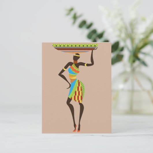 Afrikaanse tribale dame met stammenkunst uit een m briefkaart (Staand voorkant)