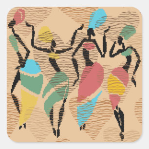 Afrikaanse valentijnen dansen, afrikaans damespatr vierkante sticker