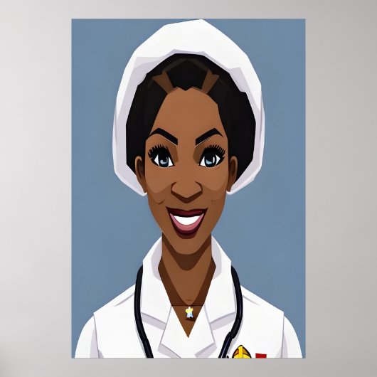 Afrikaanse verpleegster | AI Art Poster (Voorkant)
