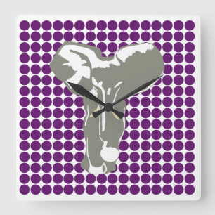 Afrikaanse Violet Safari Dot met Pop Art Elephant Vierkante Klok