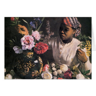 Afrikaanse Vrouw die bloemen plant in een Vase