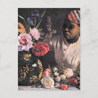 Afrikaanse Vrouw die bloemen plant in een Vase Briefkaart