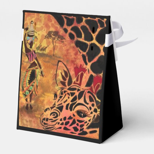 Afrikaanse vrouw en Giraffe geschenkdozen Bedankdoosjes (Achterkant)