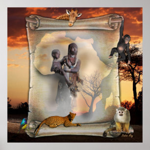 Afrikaanse vrouw en kind poster