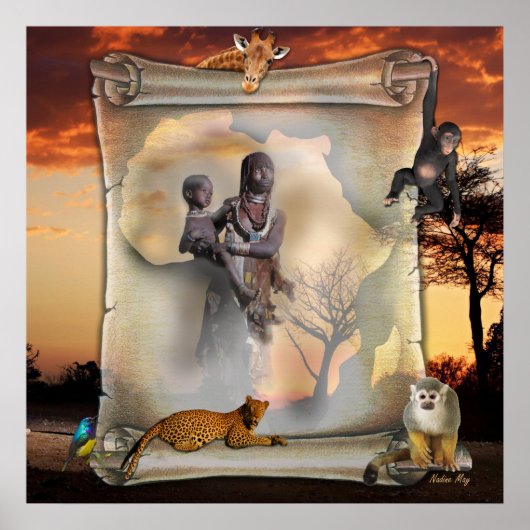 Afrikaanse vrouw en kind poster (Voorkant)