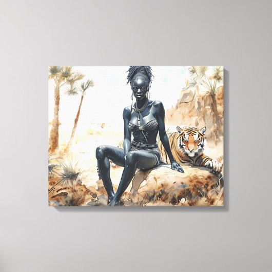 Afrikaanse vrouw Landschap Stretched Canvas Print (Voorkant)