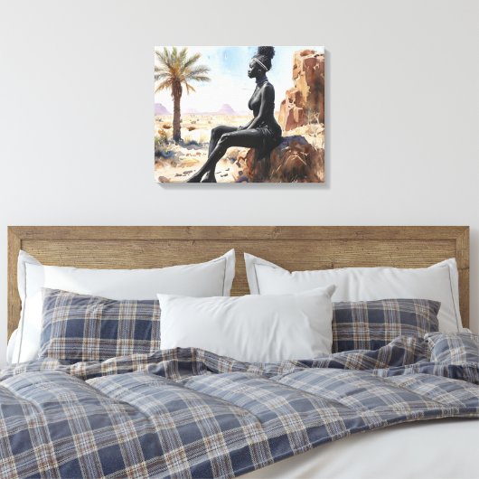 Afrikaanse vrouw Landschap Stretched Canvas Print (Insitu (Slaapkamer))