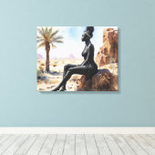 Afrikaanse vrouw Landschap Stretched Canvas Print (Insitu (Houten vloer))