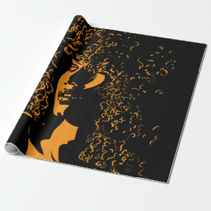Afrikaanse vrouw met afro-haarstijlportret cadeaupapier