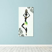 Afrikaanse vrouw met jug Silhouette 2 Canvas Afdru Afdruk (Insitu (Houten vloer))