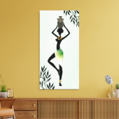 Afrikaanse vrouw met jug Silhouette 2 Canvas Afdru Afdruk (Insitu (Woonkamer))