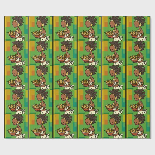 Afrikaanse vrouw met kom van Korn Cadeaupapier (Vlak)