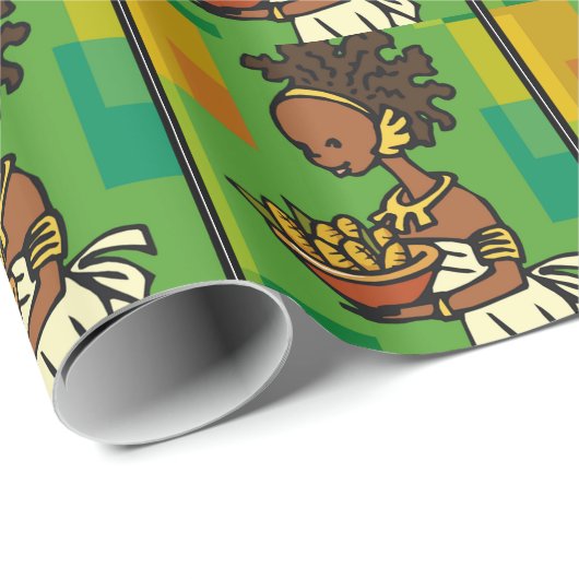 Afrikaanse vrouw met kom van Korn Cadeaupapier (Rol Hoek)