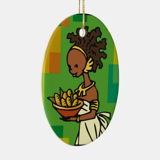 Afrikaanse vrouw met kom van Korn Keramisch Ornament (Rechts)