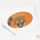 Afrikaanse vrouw met mand art print ovale sticker (Envelop)
