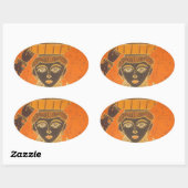 Afrikaanse vrouw met mand art print ovale sticker (Vel)