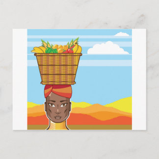 Afrikaanse vrouw met mand eten briefkaart
