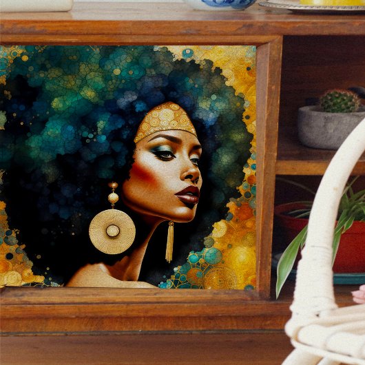 Afrikaanse vrouw met oorbellen Decoupage Tissue Pa Tissuepapier