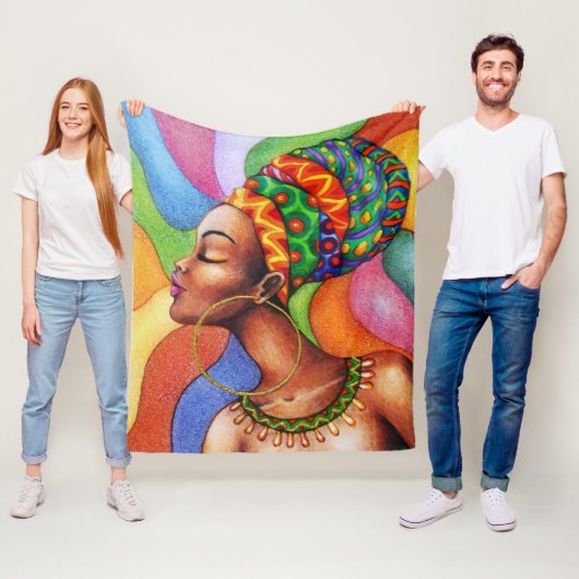 Afrikaanse vrouw met was traditionele stof fleece deken (In situ)