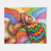 Afrikaanse vrouw met was traditionele stof fleece deken (Voorkant (Horizontaal))