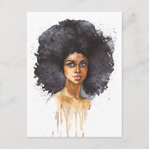 Afrikaanse vrouw. Mode, waterverf Briefkaart
